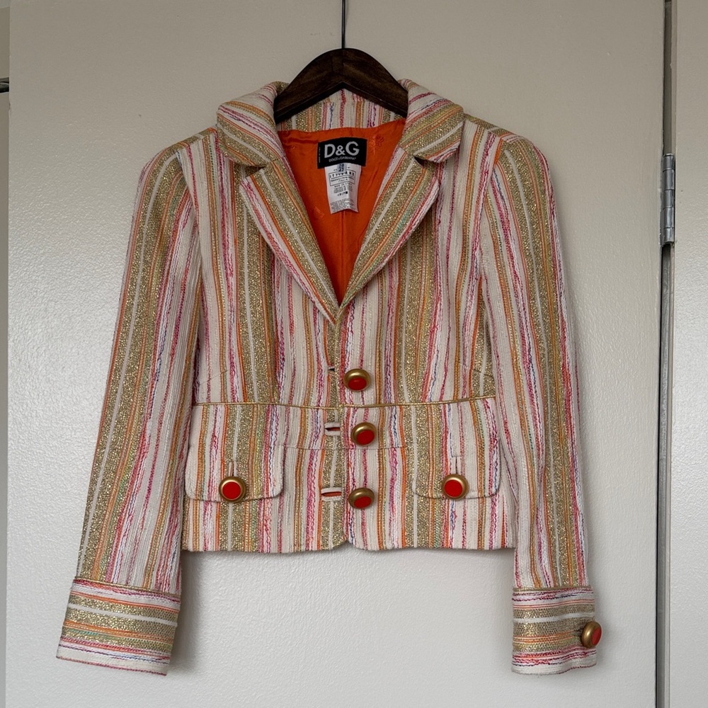D&G Striped Multicolor Blazer with Gold Accents